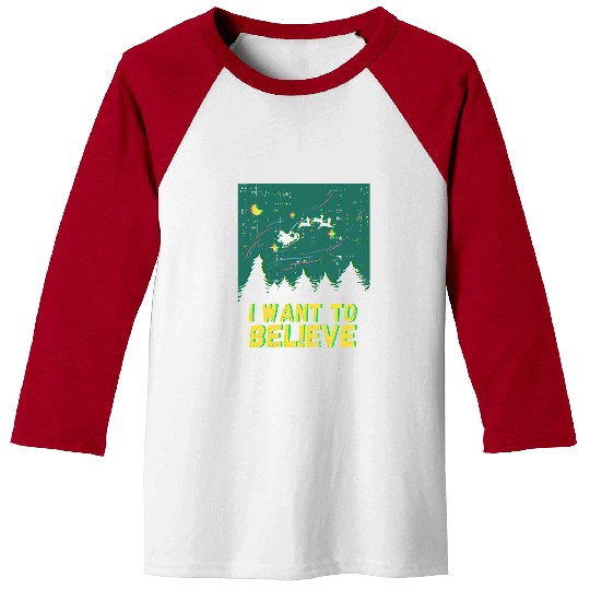 Aliens UFO I Want To Believe In Santa Alien UFO Paranormal Christmas Baseball Tees