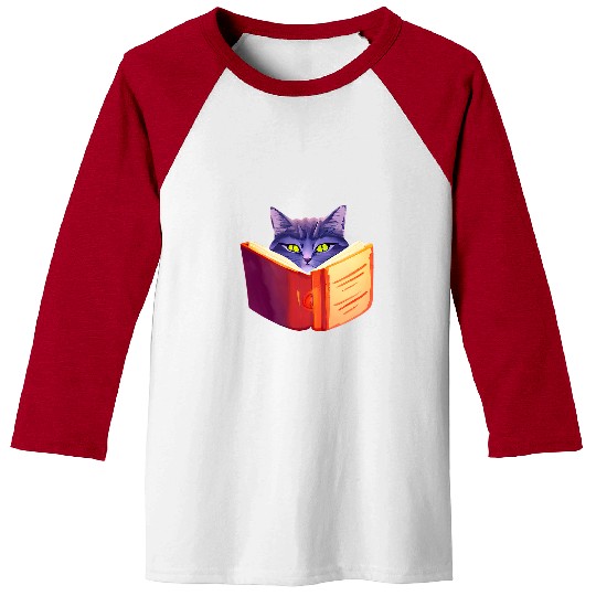 Book Fun Cat Reads Book Maine Coon Cat Holder Persian Cat Baseball Tees