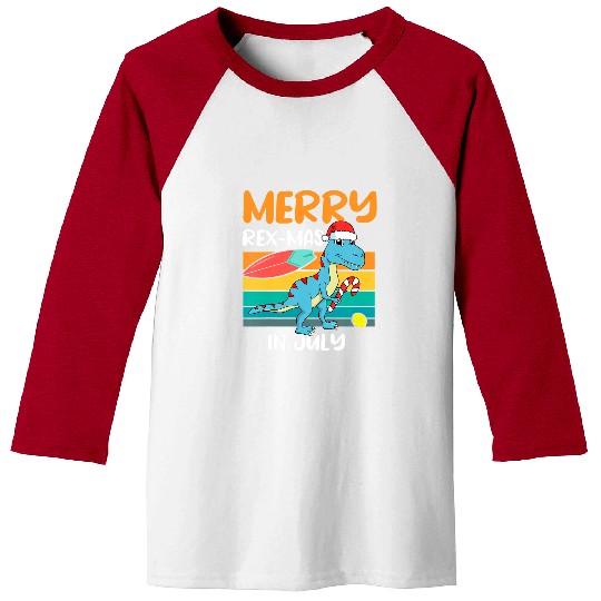 Dinosaur Pet Kids Merry xmass Summer Toddler Boy Christmas In July Baseball Tees