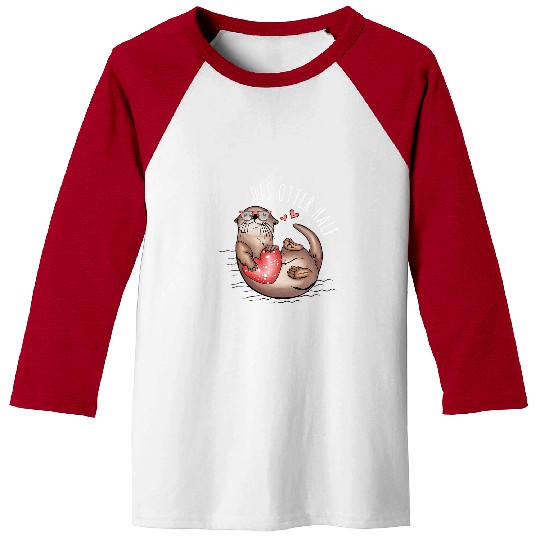 Otter Pet Otters His Otter Half Matching Couples His and Her Valentines 7 Baseball Tees