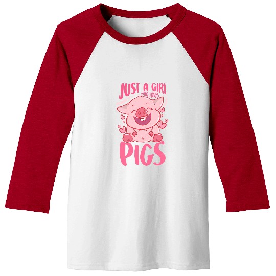 Pig Pet Adorable Just a Girl Who Loves Pigs Cute Baby Pig Piglet Baseball Tees