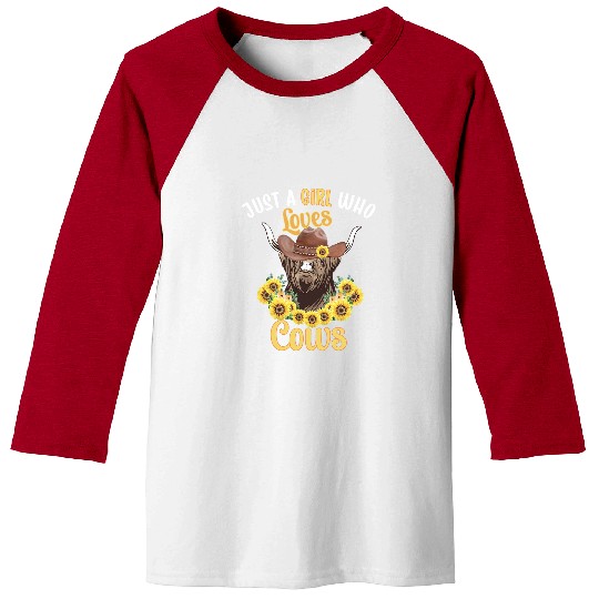 Cow Pet Just A Girl Who Love Cows Sunflower Highland Cow Cattle Baseball Tees