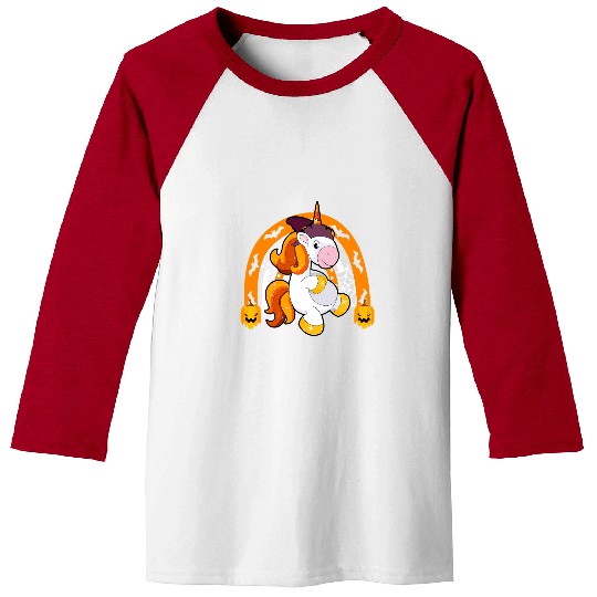 Unicorn Pet Cute Halloween Girls Women Witchy Unicorn Rainbow Baseball Tees
