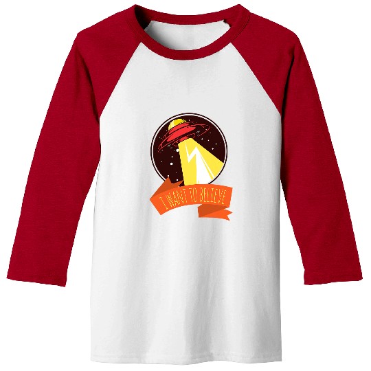 Aliens UFO I Want To Believe UFO Alien Distressed Baseball Tees