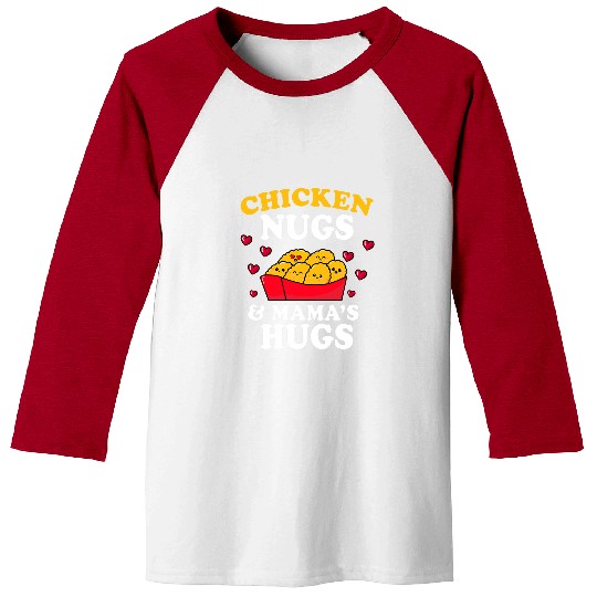 Chicken Pet Nugs And Mama Hugs Kawaii Mom Kids Chicken Nuggets Baseball Tees