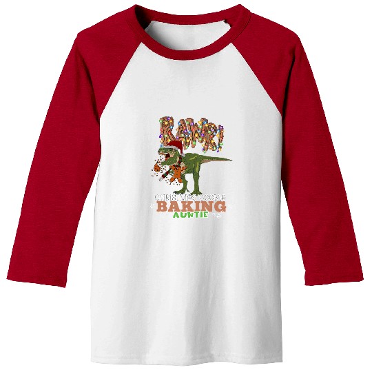 Dinosaur Pet Christmas Cookie Baking Auntie Dinosaur Gingerbread Man Baseball Tees