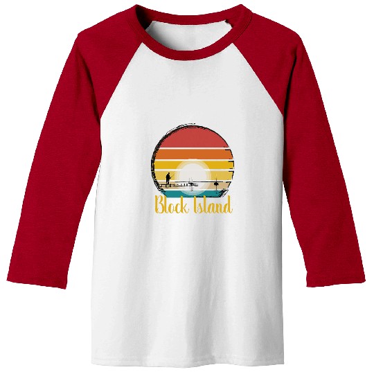 Fishing Fun Block Island vintages Fishing Pier Baseball Tees