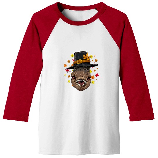 Dinosaur Pet T rexs Dinosaur Thanksgiving Pilgrim Turkey Day Autumn Fall Baseball Tees