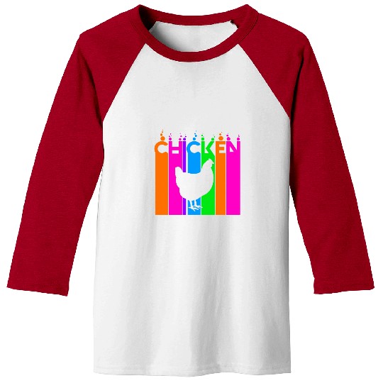 Chicken Pet Animal Rainbow Bubble with Silhouette Baseball Tees