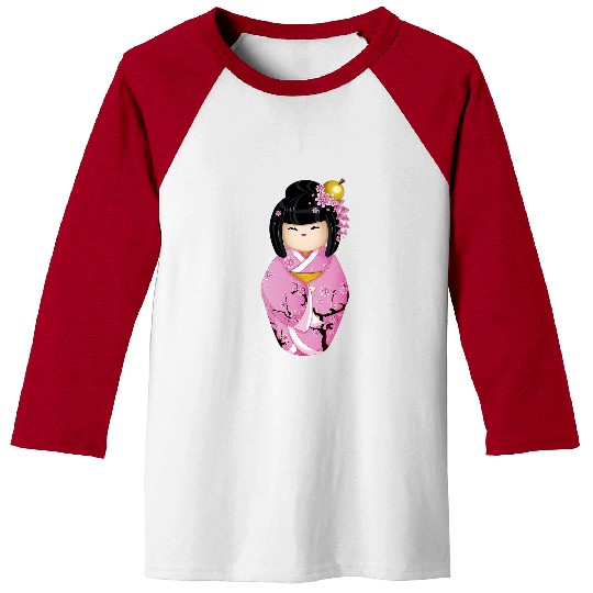 Japanese Kokeshi Doll I Geisha I Cherry Blossom I Japan Baseball Tees