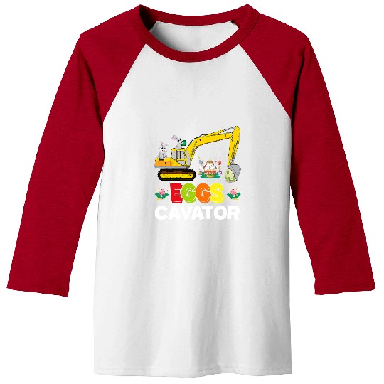 Excavator Fun Eggscavator Excavator Construction Easter Egg Hunting Baseball Tees
