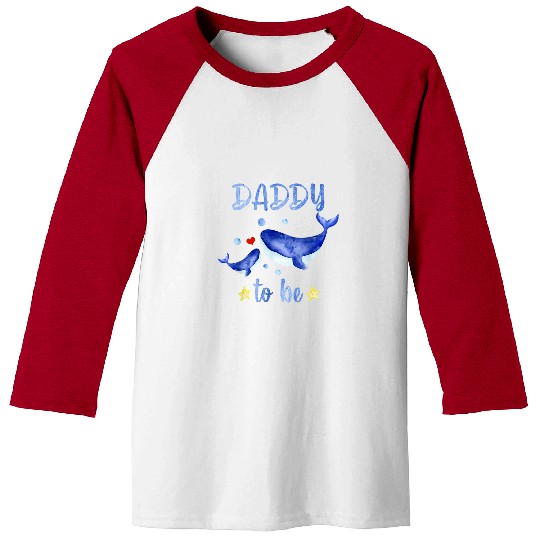 Whale Pet Mens Daddy To Be Whale Baby Shower Sea Animal Themed White Baseball Tees
