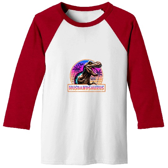 Dinosaur Pet Retro 80s Color Husbandsaurus T rexs Dinosaur Family Matching Baseball Tees