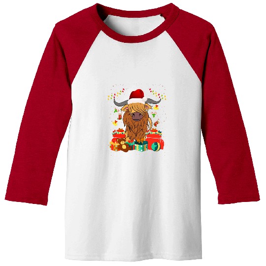 Cow Pet xmass Farmer Christmas Farm Animal Scottish Highland Cow Baseball Tees