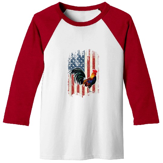 Chicken Pet American Flag Cock Fighting rooster Baseball Tees