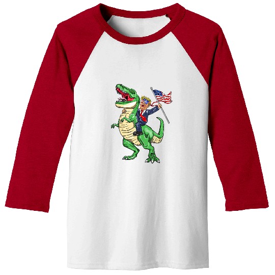 Dinosaur Pet T rexs Dinosaur With Trump American Flag For Patriot Baseball Tees