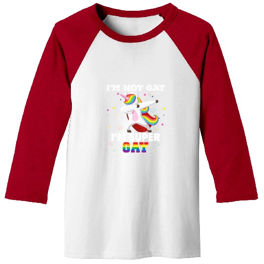 Unicorn Pet Im Not Gay Super Pride Rainbow  Unicorn LGBT Lesbian 75 Baseball Tees