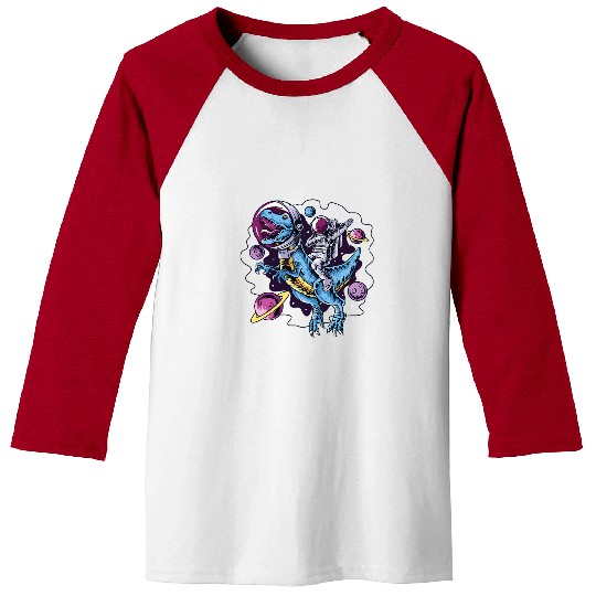 Dinosaur Pet Astronaut Riding TRex Dinosaur Astro TRex Space Baseball Tees