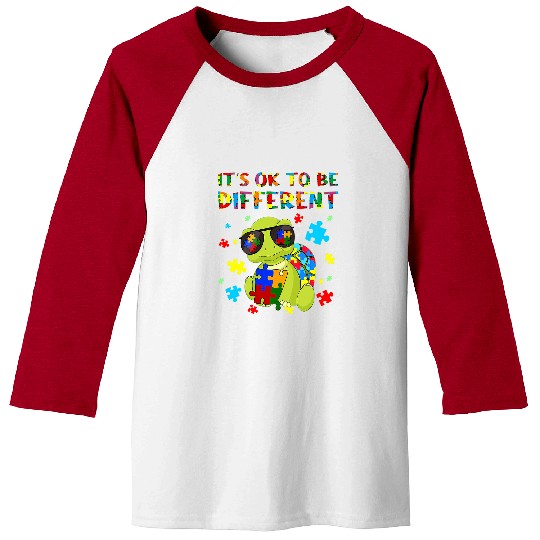 Autism Puzzle Turtle Autistic Its Ok To Be Different Sea Turtle Planet Baseball Tees