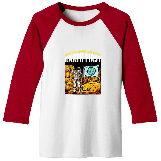 Climate Protection Astronaut Planet Mars Baseball Tees