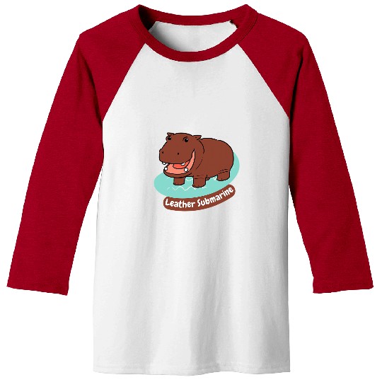 Hippo Pet Leather Submarine Funny Hippopotamus Wrong Animal Name Joke 9 Baseball Tees
