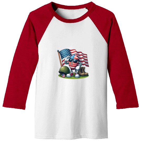Sport Rugby Salute Rugby American USA Flag Memorial Day 4th of July Baseball Tees