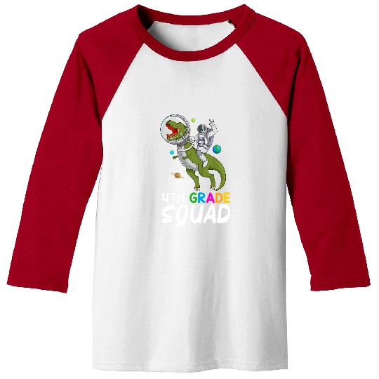Dinosaur Pet Astronauts 4th Grade Squad Astronaut Riding TRex Funny Space Teacher Baseball Tees