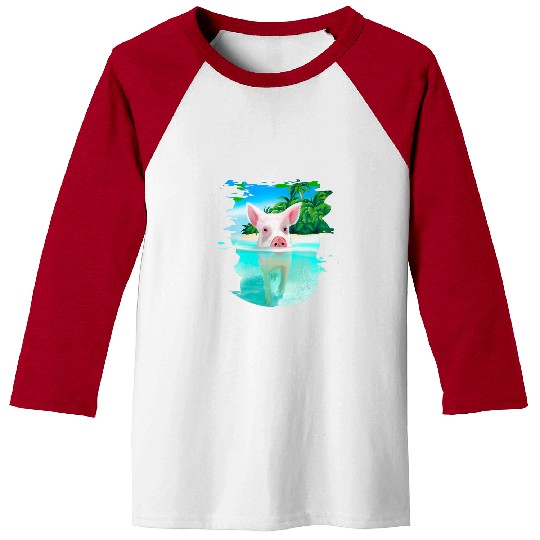Pig Pet Bahamas Swimming Pigs Pig Swim Beach Holidays Baseball Tees