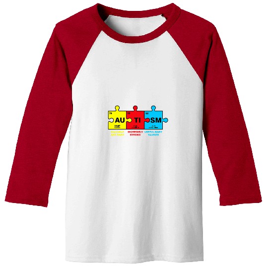 Autism Puzzle Elements Periodic Table Awareness ASD Men Women 2 Baseball Tees