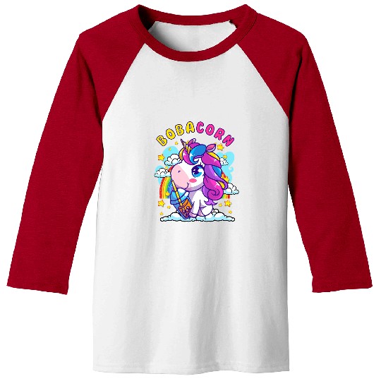 Unicorn Pet Boba Milk Tea Bubble Bobacorn Rainbow Kawaii Baseball Tees