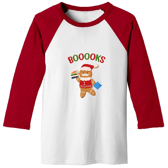 Book Fun Christmas Gingerbread Books Librarian Reader Reading Teacher 03 Baseball Tees