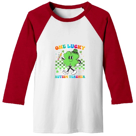 Autism Puzzle One Lucky Autism Teacher St Patrick Day School Baseball Tees