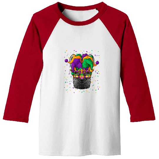 Llama Pet Mardi Gras Animal Face Jester Festival Baseball Tees