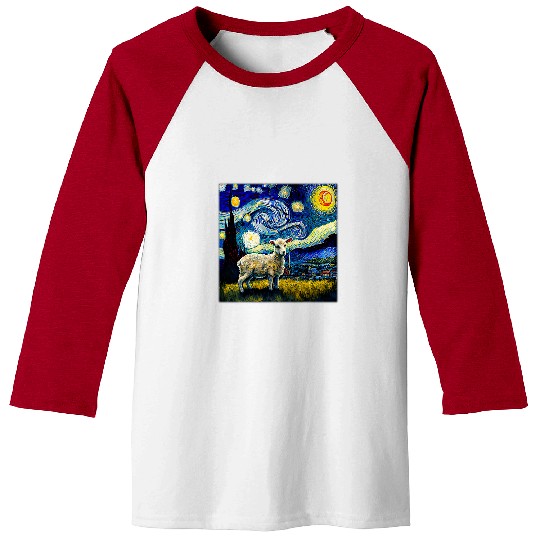 Sheep Pet Surrealism Starry Night Lamb 1 6 Baseball Tees