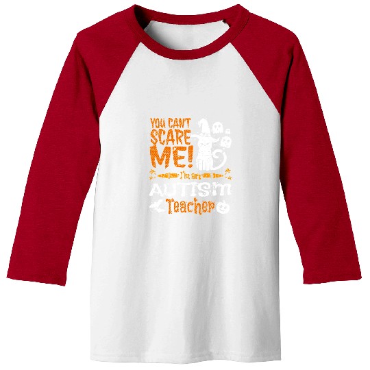 Autism Puzzle Cat Autism Black Cat Halloween You Can not Scare Autism Teacher Baseball Tees