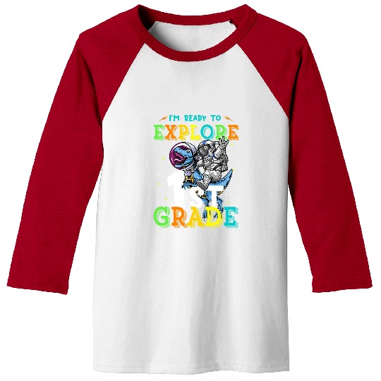 Dinosaur Pet Astronauts Kids Back To School Ready To Explore Funny Trex Astronaut Baseball Tees