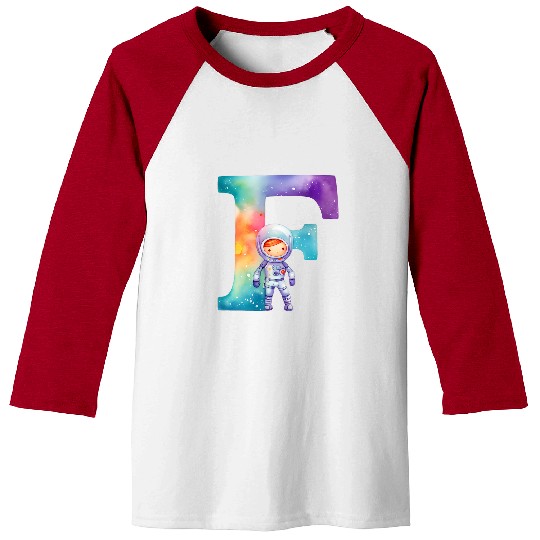Space Astronaut Letter F Name Monogram Initial Galaxy Planet Baseball Tees
