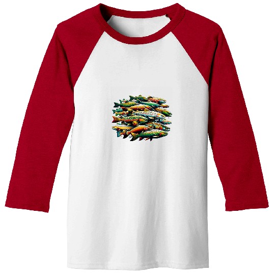Fishing Fun Trout Fishes Love Fishing Fishermen Baseball Tees