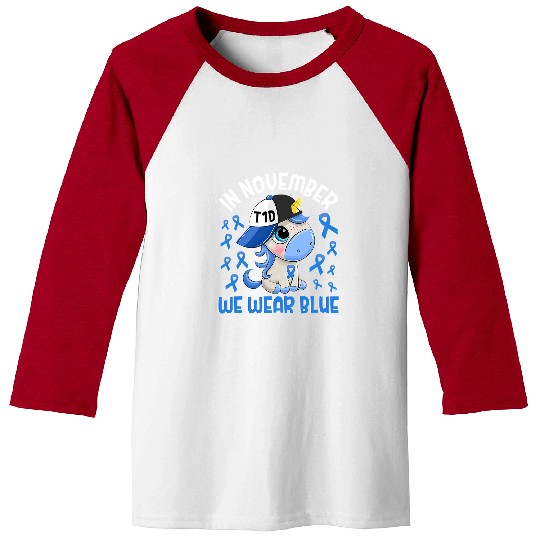 diabetess Ribbon diabetess Unicorn Pony In November We Wear Blue Unicorn Kids Baseball Tees