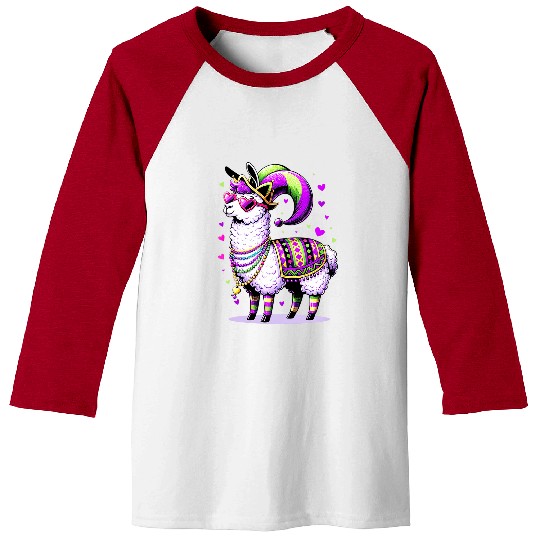 Llama Pet Mardi Gras Llama Funny Fat Tuesday Party Animal Baseball Tees