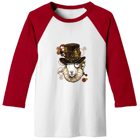 Sheep Pet Steampunk Gothic Sheep Lamb Mechanical Farm Animal Face Baseball Tees