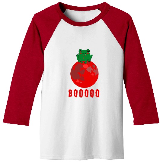 Frog Pet Red Blood Moon Boo Cottagecore Halloween Vampire Frog 6 Baseball Tees
