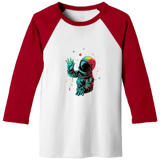 Astronaut Job Floating Astronaut in Space Waving Drip Baseball Tees