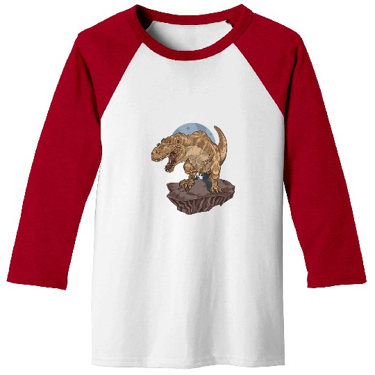 Dinosaur Pet Astronauts Tyrannosaurus rexs roar in outer space on a rock moon Baseball Tees
