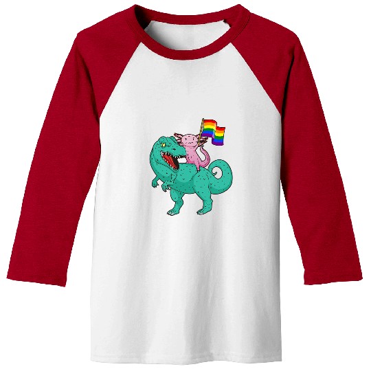 Axolotls Pet Dinosaur Axolotls Gay Pride Rainbow Flag Lesbian Baseball Tees