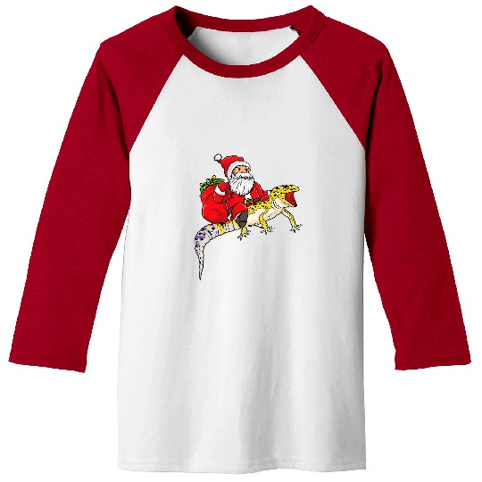 Gecko Pet Fun Santa Delivering Presents On Leopard Gecko Lizard Baseball Tees