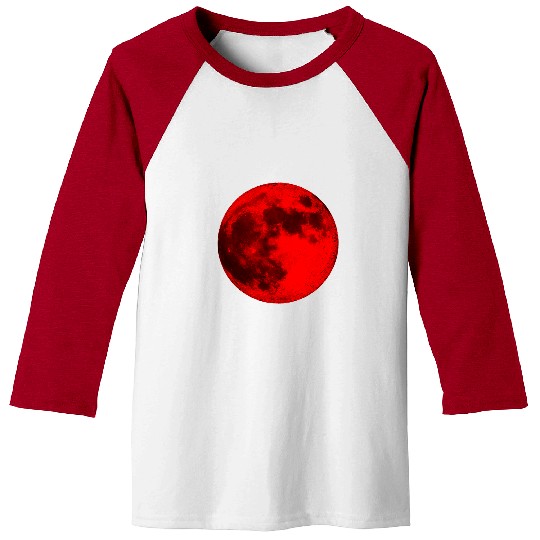 Astronaut Job Full Moon Space Art Red Moon Baseball Tees