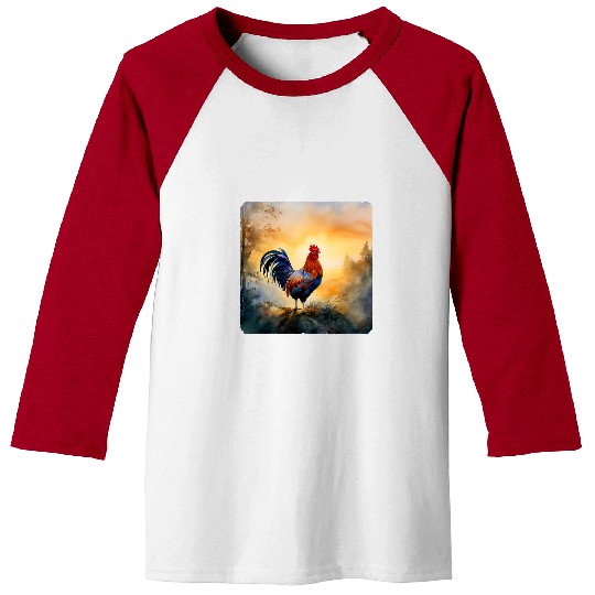 Chicken Pet Rooster Crowing At Sunrise Crowing Rooster At Dawn Morning Baseball Tees