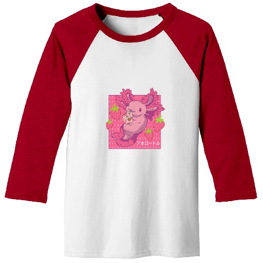 Axolotls Pet Pastel Goth Strawberry Milk Kids Youth Women Baseball Tees