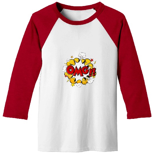 Book Fun OMG Retro Cartoon Explosion vintages Comic Book Art Oh My God Baseball Tees